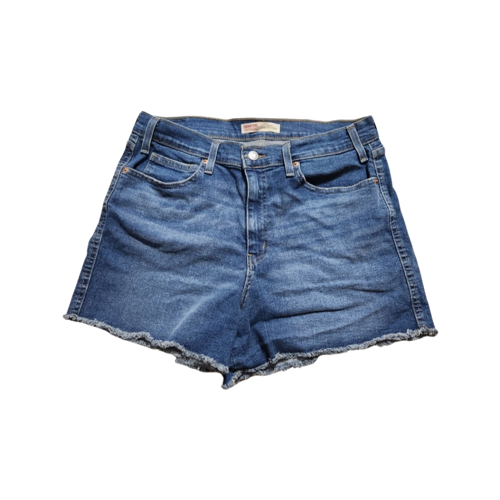 Signature Levi Strauss Denim Shorts 16 Blue Heritage 33W High Rise Medium Wash